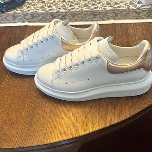 Alexander McQueen NWT Size 8 or 38 Sneakers in White and Rose Gold-Never Worn!!